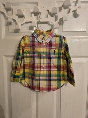 Ralph Lauren Yellow Multi-Color Plaid Button-Down Shirt